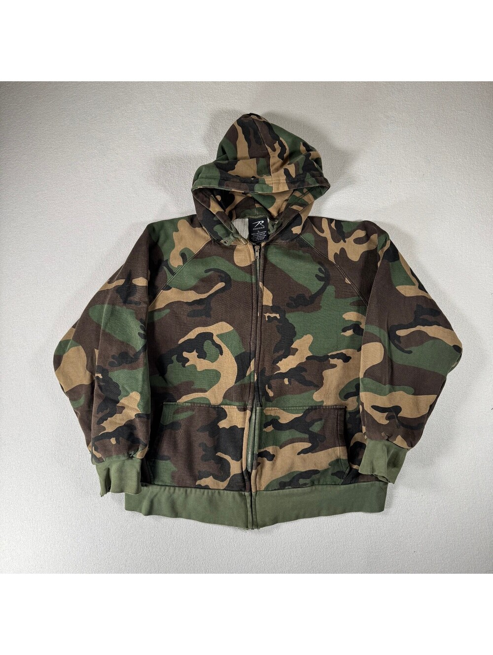 Rothco Camo Thermal Lined Heavy Weight Zip Up Hoodie Size Large